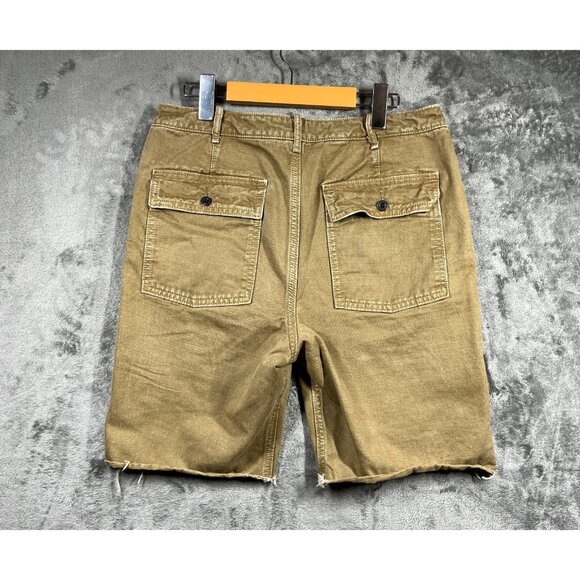 Abercrombie Fitch Shorts Mens Size 29 Heavyweight Tan Military Cargo Distressed - Picture 10 of 11